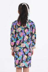 Girl's Dress (8-11Y) (Black Printed)